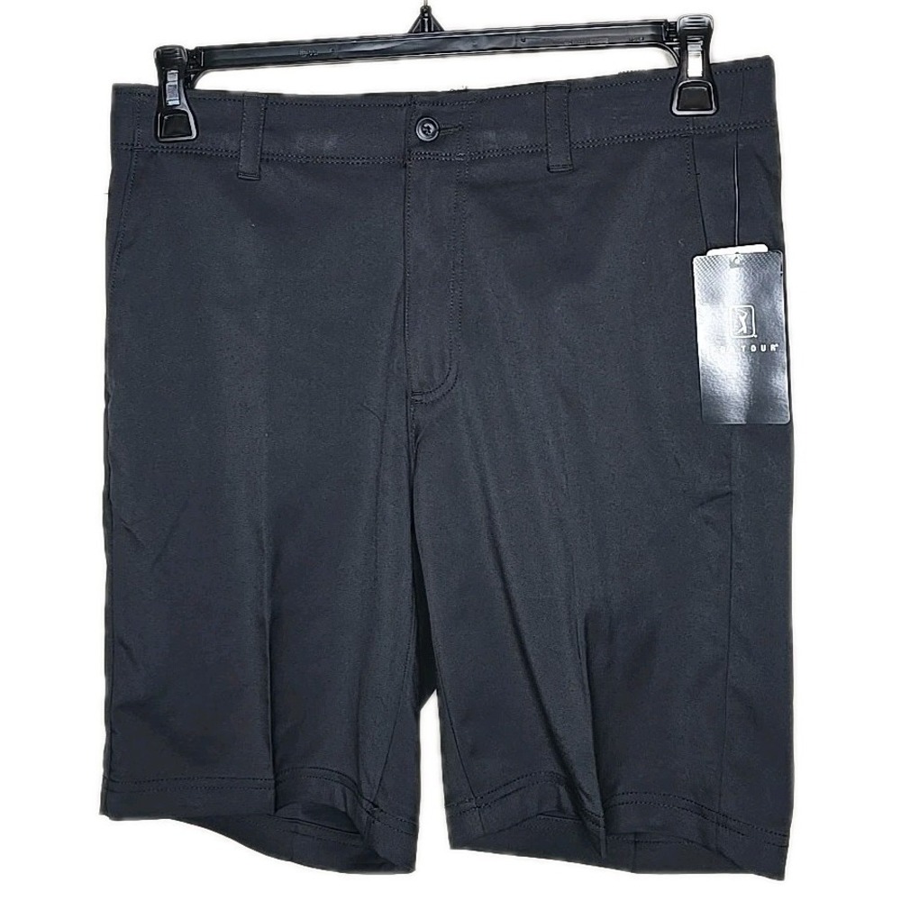 PGA Tour Performance Stretch Men's Black Golf Shorts NWT Size 32 Flat Front